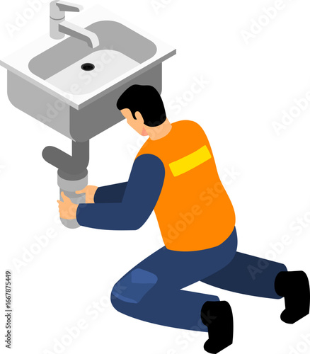 Home Repair and Maintenance Worker Isometric Icons – Construction, Plumbing, Electrical, Carpentry