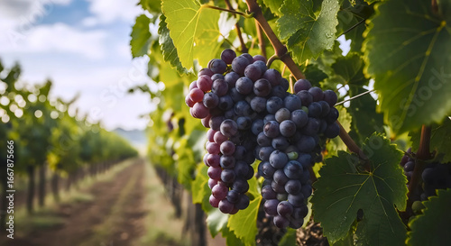 Wallpaper Mural Ripe purple grapes hanging on vineyard vine in sunlight for wine production Torontodigital.ca