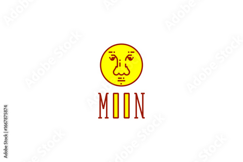 Moon with face template logo design solution