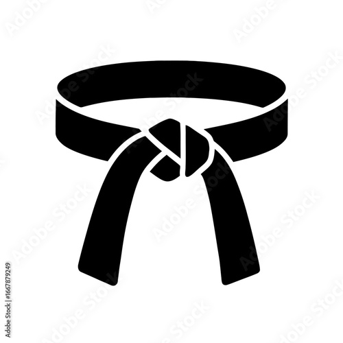Black Belt Knot Icon Symbolizing Martial Arts and Self Defense
