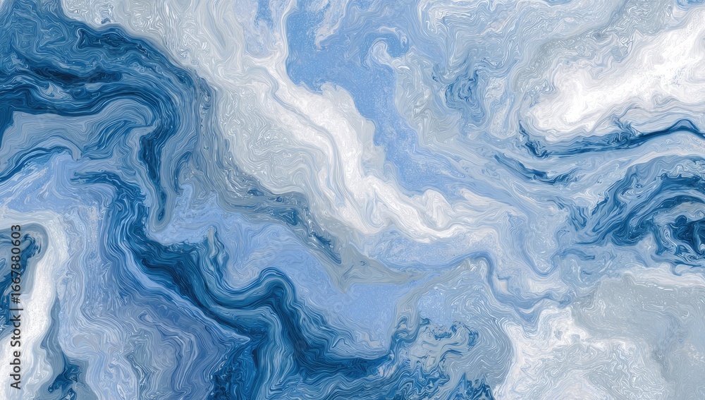 Abstract swirls of blue, grey, and white create a marbled effect Abstract swirls of blue, grey, and white create a marbled effect