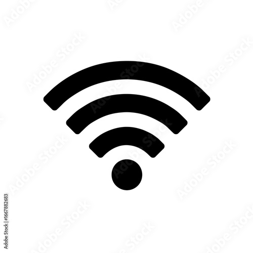 Wireless Wi Fi Signal Icon in Black on White Background