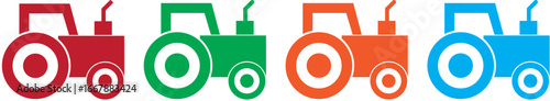 A set of colorful tractor vector icons