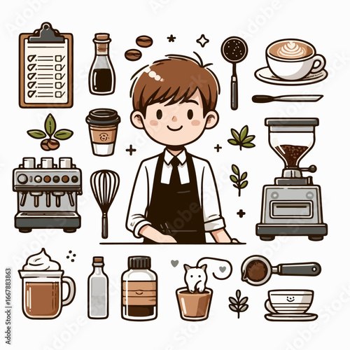 barista icon set illustration vector