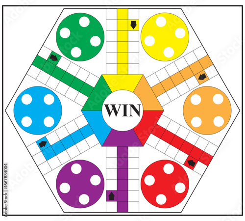 Ludo game board design for six players