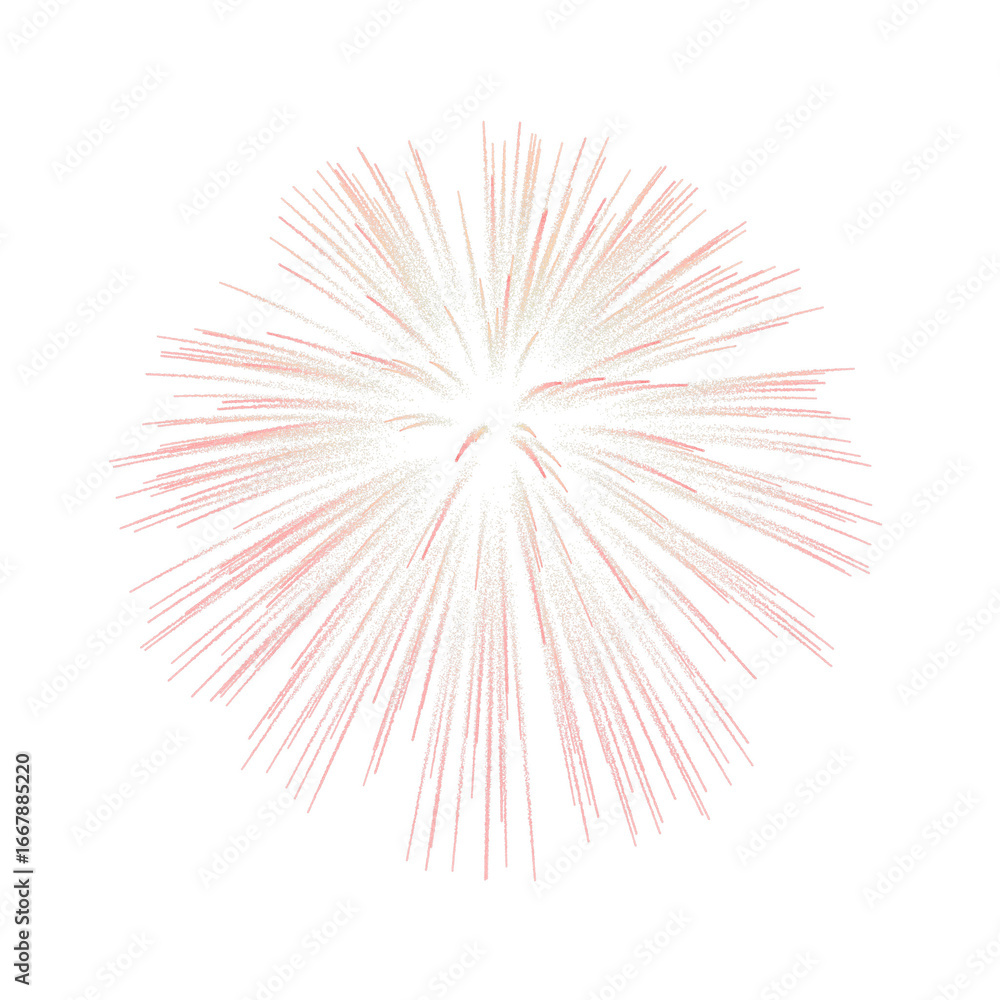 Fototapeta premium Red Firework Blast with Bright Streaks on Black Background