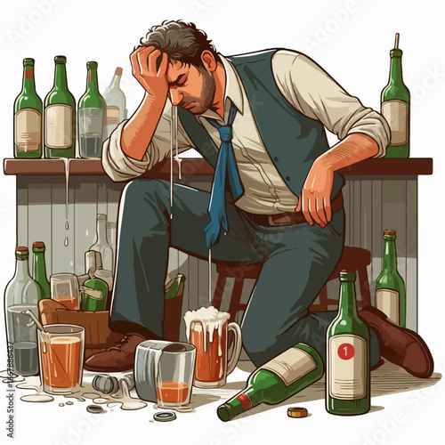 vector illustration of a drunk