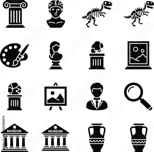 Collection of museum and art icons