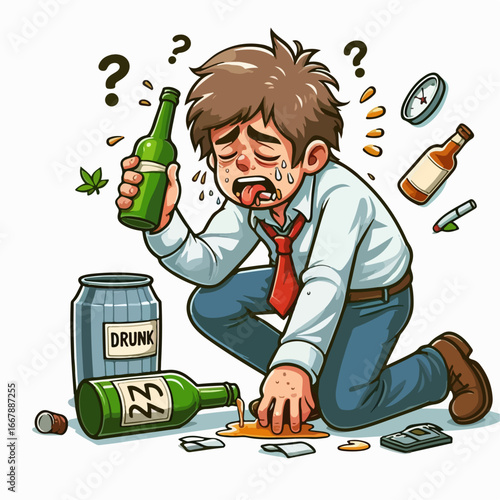 vector illustration of a drunk