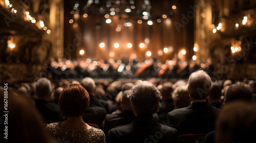 audience watching orchestra concert in theater