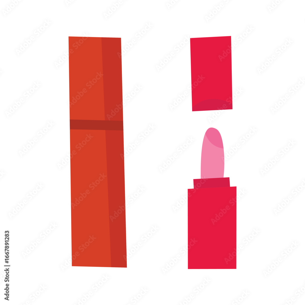 custom made wallpaper toronto digitalFlat illustration of a closed and opened lipstick tube in red and pink shades.