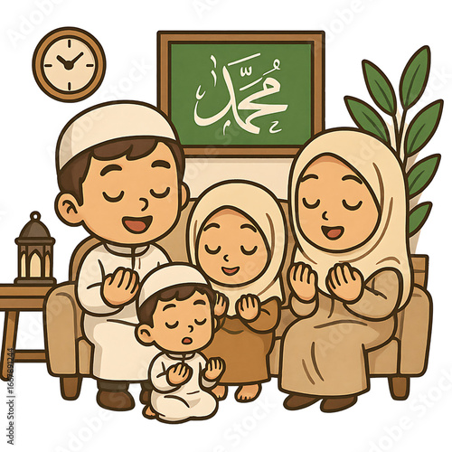 Sacred Moments: A Chibi Family United in Shalawat