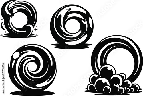 Water Vortex Illustrations Abstract Circular Designs