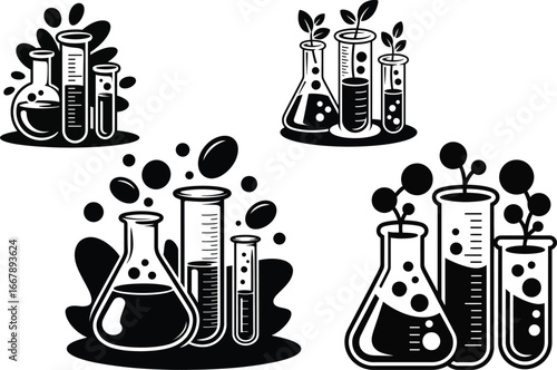 Botanical Chemistry Lab Experiments  Plant Research Illustrations