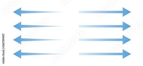 Air flow arrow. Set of blue arrows showing direction of air movement. Air flow isolated on white background.