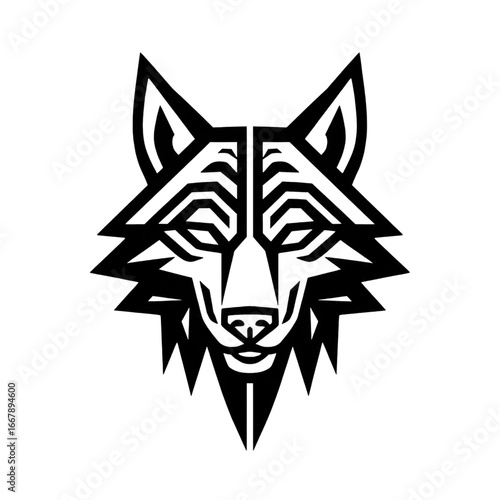 Wallpaper Mural Tribal Wolf Head Tattoo Vector Illustration Black and White Torontodigital.ca