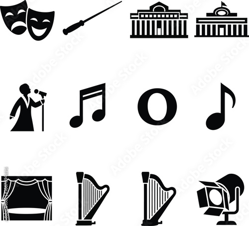 Collection of performing arts and music icons