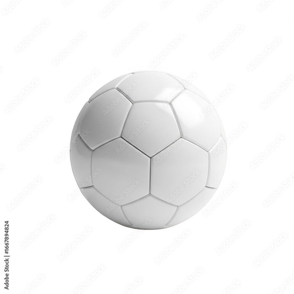 Fototapeta premium Classic white soccer ball with black hexagonal panel pattern close up studio shot transparent background