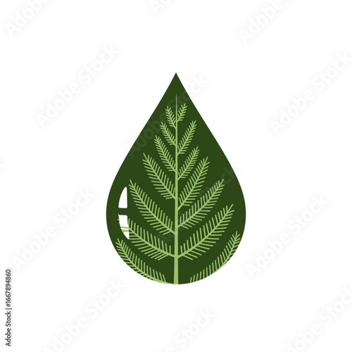 Eco-friendly water droplet logo with intricate leaf veins promoting nature and purity minimalist flat vector vector