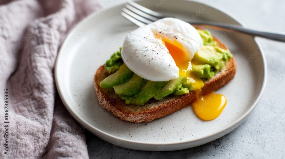A delicious plate of avocado toast topped with poached eggs. This food style is trendy and perfect for brunch. Enjoy a healthy and tasty meal. Fresh ingredients make it delightful. AI A delicious plate of avocado toast topped with poached eggs. This food style is trendy and perfect for brunch. Enjoy a healthy and tasty meal. Fresh ingredients make it delightful. AI