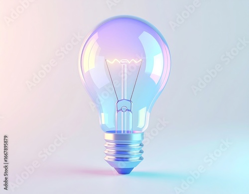 Illuminating Idea Concept with a Clear 3D Light Bulb on a Soft Gradient Background
