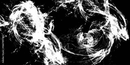 Abstract black and white grunge smoke texture background. Dark chaotic wave pattern vector. Dynamic monochrome energy flow illustration for magic spell or motion effect.