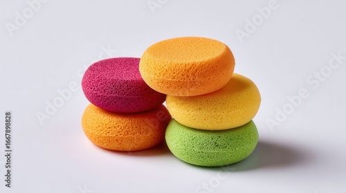 Small Round Sponge Dauber Set in Bright Colors for Creative Applications