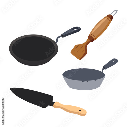 frying pan vector illustration