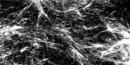 Abstract grunge texture background with white scratches. Scary spider web pattern on black. Distressed noise vector illustration for halloween overlay or horror banner.