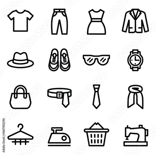 Clothing and accessories icons t shirt pants