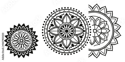 Several hand drawn mandalas