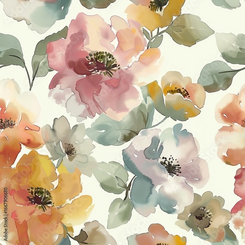 Delicate floral watercolor pattern
