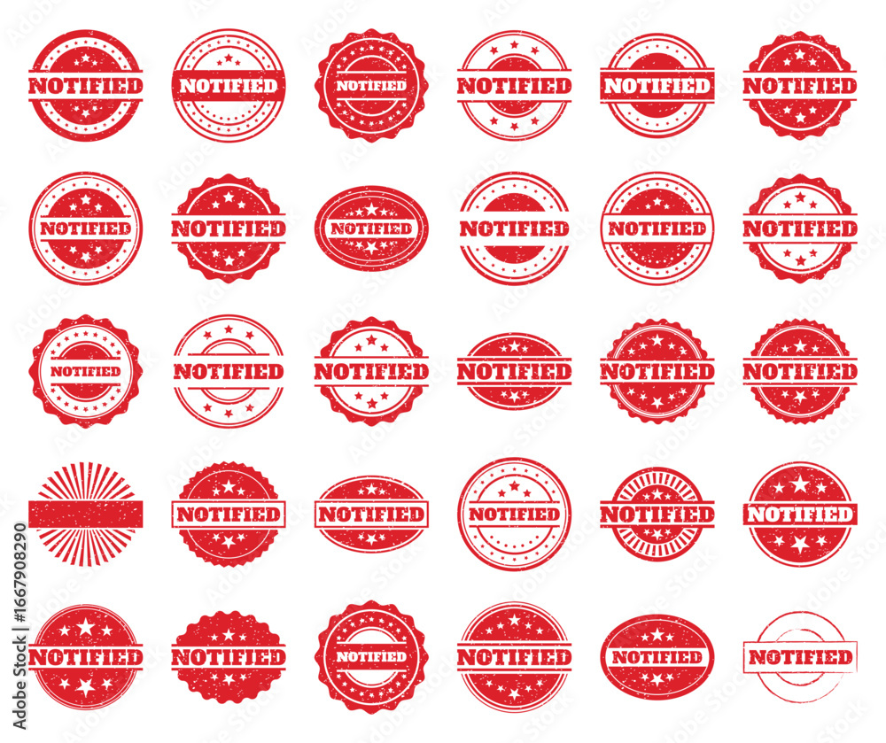 Obraz premium Collection of Red Notified Stamps. Grunge Texture. Vintage Design Elements
