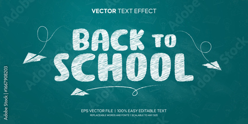 Back to School Fancy Comic Chalk Style Editable Text Effect On Blue Board Background Premium Vector