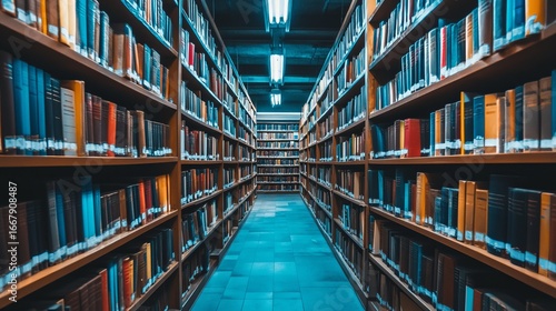 Library aisle filled with books