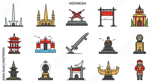 set of vector icons with candles indonesiam cultural