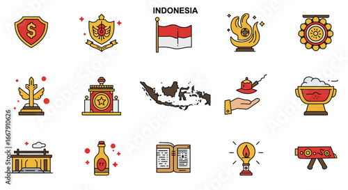 set of vector icons with candles indonesiam cultural
