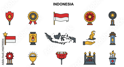 set of vector icons with candles indonesiam cultural