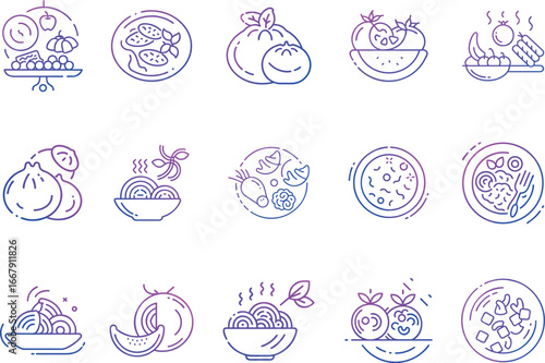 Collection of Delicious Food and Drink Icon set  for Culinary Enthusiasts