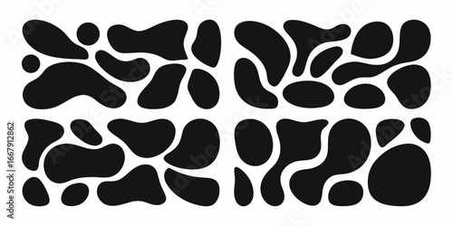 Black and white abstract shapes pattern for background or design element
