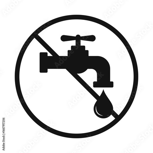 water tap no water flat vector icon