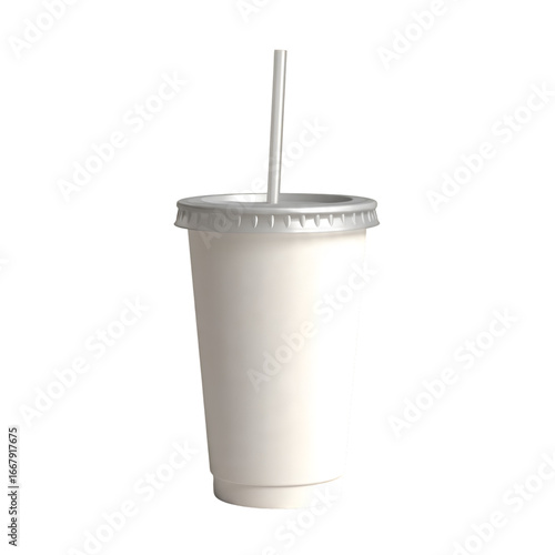 Fast Food Drink Cup Mockup with Straw Packaging Design