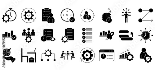 Set of productivity Icons or symbols Vector fully editable file.