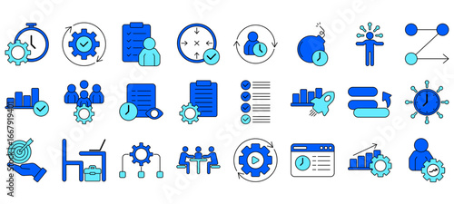 Set of productivity Icons or symbols Vector fully editable file.