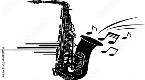 Saxophone Silhouette Illustration Jazz Musical Instrument Vector Design art
