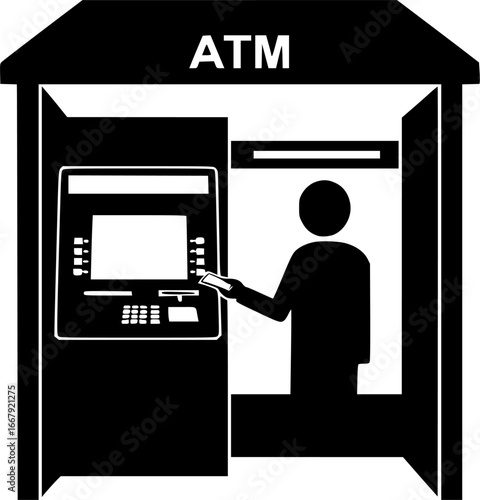 ATM Booth Machine Silhouette Illustration