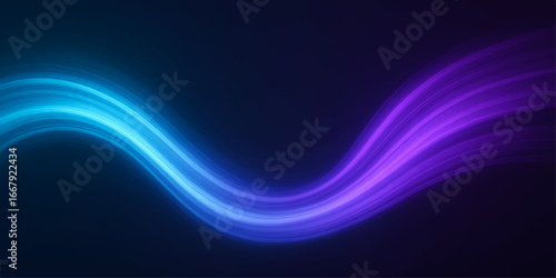 Futuristic glowing blue wave lines create a flowing energy pattern for a modern backdrop design