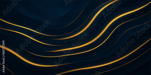 Smooth and flowing waves of dark blue silk create an elegant, textured backdrop with soft, dynamic lines and a gentle curve