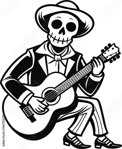 Skeleton Guitarist Playing Flamenco Strum