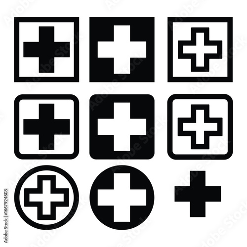 Set of Medical symbols isolated design vector template